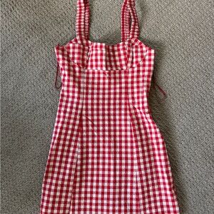 Zara Red and White Checkered Dress
